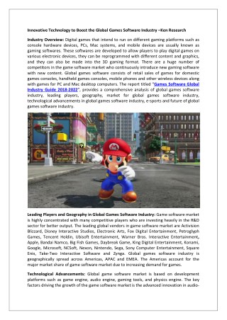 Global Games Software Market Distribution Channels-Ken Research