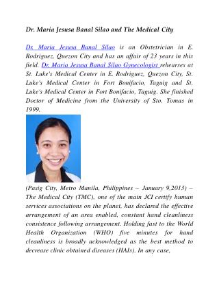 Dr. Maria Jesusa Banal Silao and The Medical City