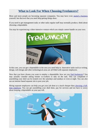 What to Look For When Choosing Freelancers?