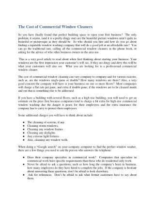 The Cost of Commercial Window Cleaners
