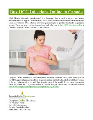 Buy HCG Injections Online in Canada