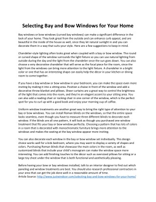 Selecting Bay and Bow Windows for Your Home