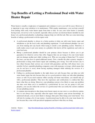 Top Benefits of Letting a Professional Deal with Water Heater Repair