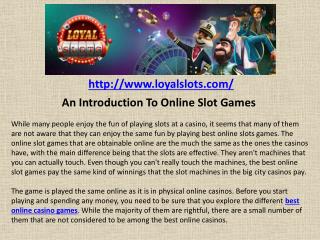 An Introduction To Online Slot Games