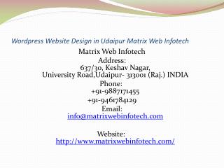 Wordpress Website Design in Udaipur Matrix Web Infotech