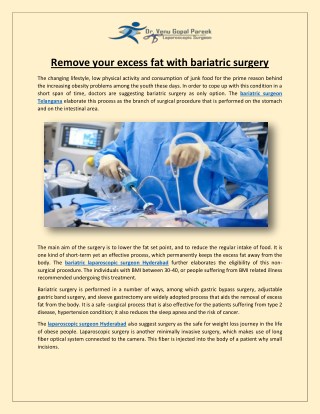 Remove your excess fat with bariatric surgery