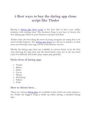 5 Best ways to buy the dating app clone script like Tinder