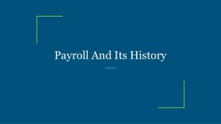 Payroll And Its History