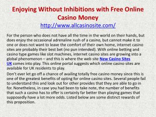 Enjoying Without Inhibitions with Free Online Casino Money