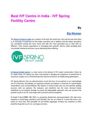 Best IVF Centre in India - IVF Spring Fertility Centre