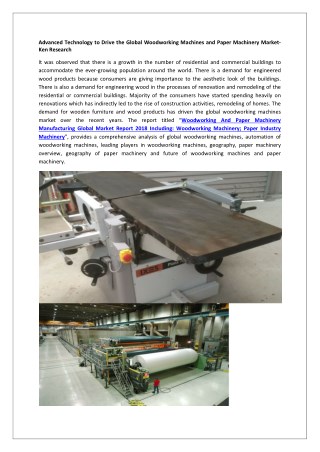 Global Woodworking Machines Market Analysis by Application-Ken Research