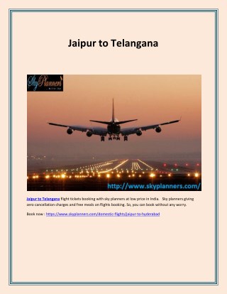 Jaipur to Telangana