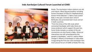 Indo Azerbaijan Cultural Forum Launched at ICMEI
