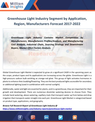 Greenhouse Light Industry Sales Area and Its Competitors, Product Category by 2022