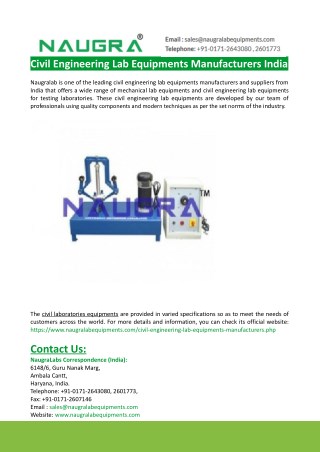 Civil Lab Equipments Manufacturers