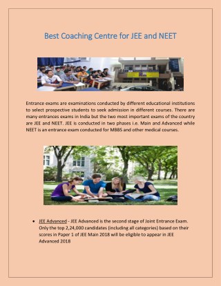 Best Coaching for JEE Advanced