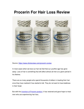 The Real Truth About Procerin For Hair Loss In Men