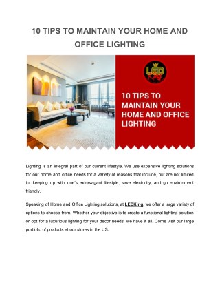 10 Tips to maintain your home and office lighting