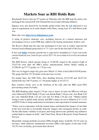 Markets Soar as RBI Holds Rate