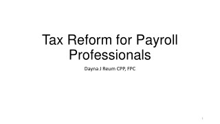 Webinar On Tax reform for payroll professionals