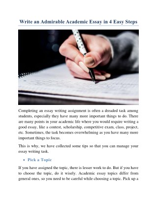 Write an Admirable Academic Essay in 4 Easy Steps