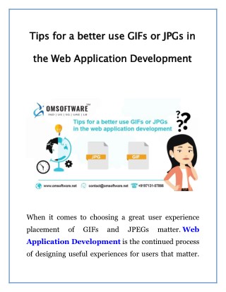 Tips for a better use GIFs or JPGs in the Web Application Development