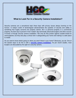 What to Look For in a Security Camera Installation?