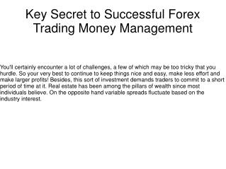 Key Secret to Successful Forex Trading Money Management