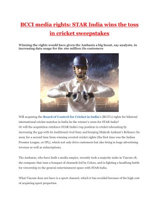 BCCI media rights: STAR India wins the toss in cricket sweepstakes