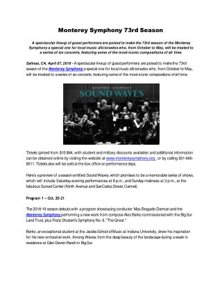 Monterey Symphony 73rd Season