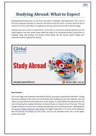Studying Abroad: What to Expect