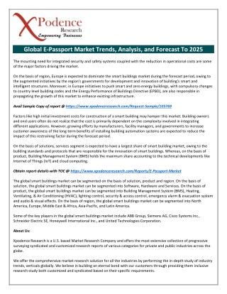 E-Passport Market - Siemens AG, Cisco Systems Inc. are Key Factor for Major Demand of Market 2018-2025