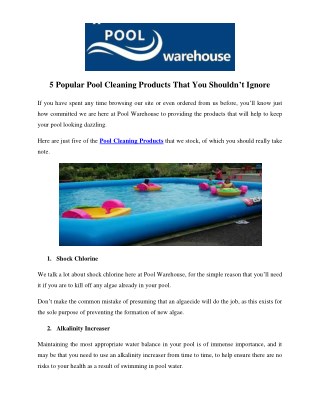 5 Popular Pool Cleaning Products That You Shouldnâ€™t Ignore