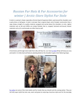 Russian Fur Hats & Fur Accessories for winter | Arctic-Store