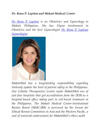 Dr. Rona P. Lapitan and Makati Medical Center