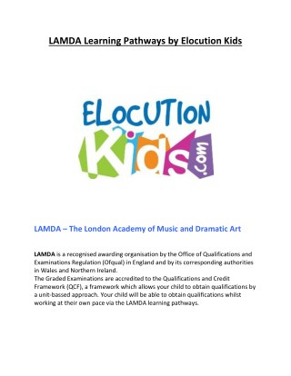 LAMDA Learning Pathways by Elocution Kids