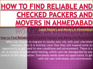 How to Find Reliable and Checked Packers and Movers in Ahmedabad