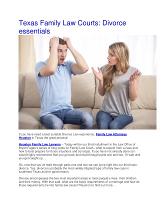 Texas Family Law Courts: Divorce essentials