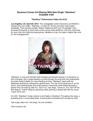 Dynamos Comes Out Blazing With New Single â€œStainlessâ€ Available 4/20!