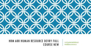 HRM 600 Human Resource Planning DeVry Full Course