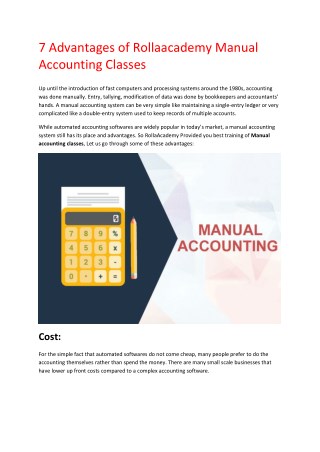 7 Advantages of Rollaacademy Manual Accounting Classes