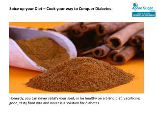 Spice up your Diet â€“ Cook your way to Conquer Diabetes