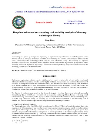 Deep buried tunnel surrounding rock stability analysis of the cusp catastrophe theory