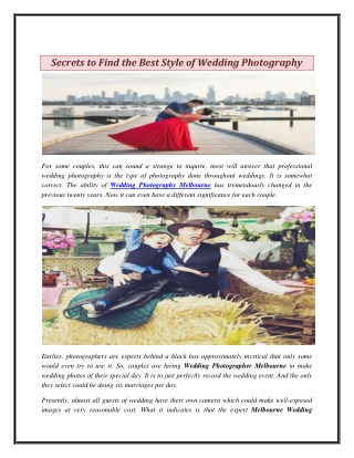 Secrets to Find the Best Style of Wedding Photography