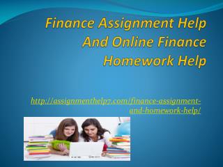 Finance Assignment Help And Online Finance Homework Help