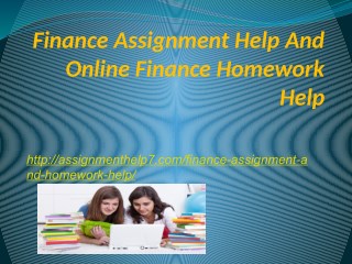 Finance Assignment Help And Online Finance Homework Help