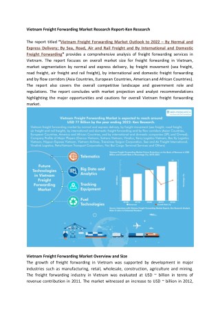 Vietnam Freight Movement, Flow Corridor Freight Vietnam-Ken Research