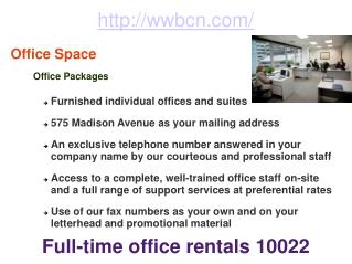 Full-time office rentals 10022