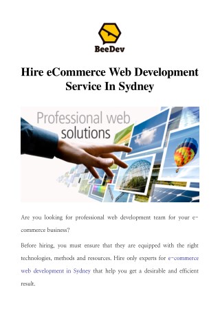 Hire eCommerce Web Development Service In Sydney