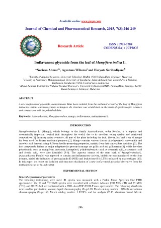 Isoflavanone glycoside from the leaf of Mangifera indica L.